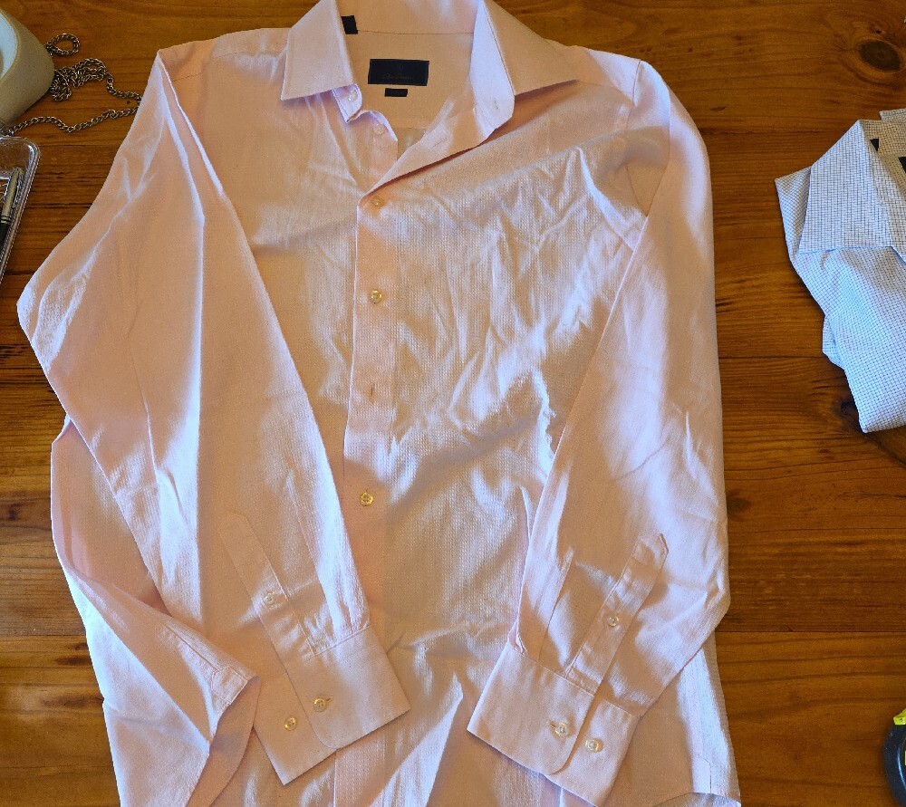 Mens Dress  Pink Trim-fit Shirt David Donahue - Picture 2 of 5